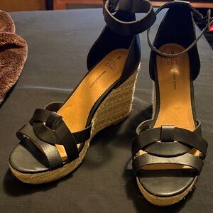 Tommy Hilfiger Black and Tan Wedge Sandals